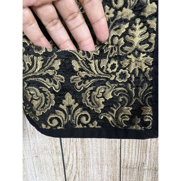 Women Brocade Jacket‎ Sz S Black Gold Open Front Formal Party Elegant Jacquard - Picture 4 of 7